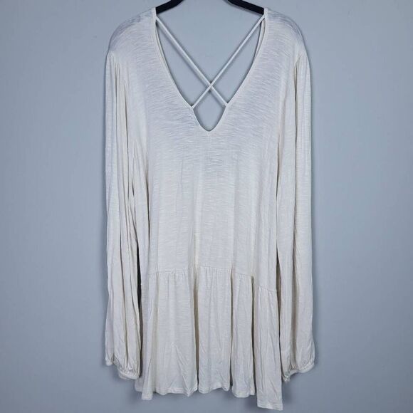 Torrid Womens Embroidered Babydoll Top Size 4X   Cream Angelcore Boho Romantic - Picture 2 of 7